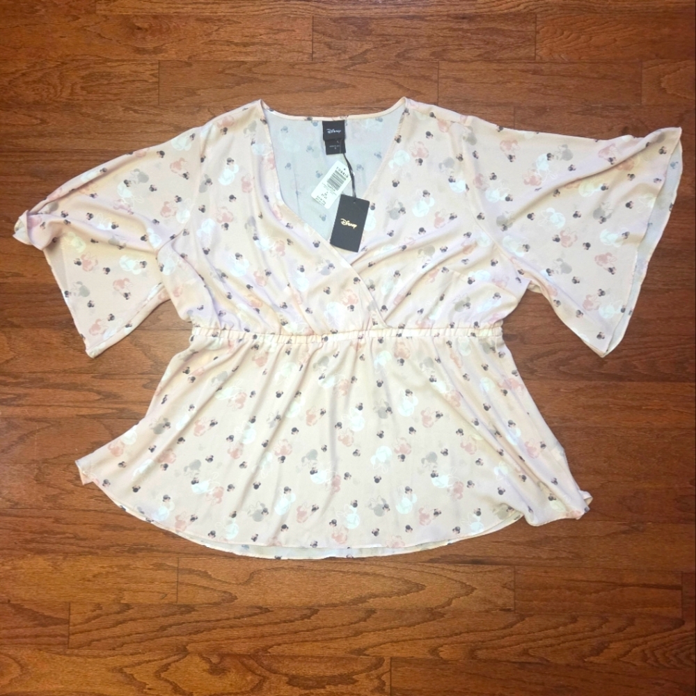 Disney x Torrid | NWT! Soft Pink Flutter Sleeve Minnie Mouse Top, Sz. 3 (22/24)